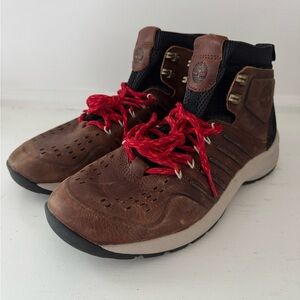 Timberland Women's Brown Hiking Shoes with Red Laces LIKE NEW